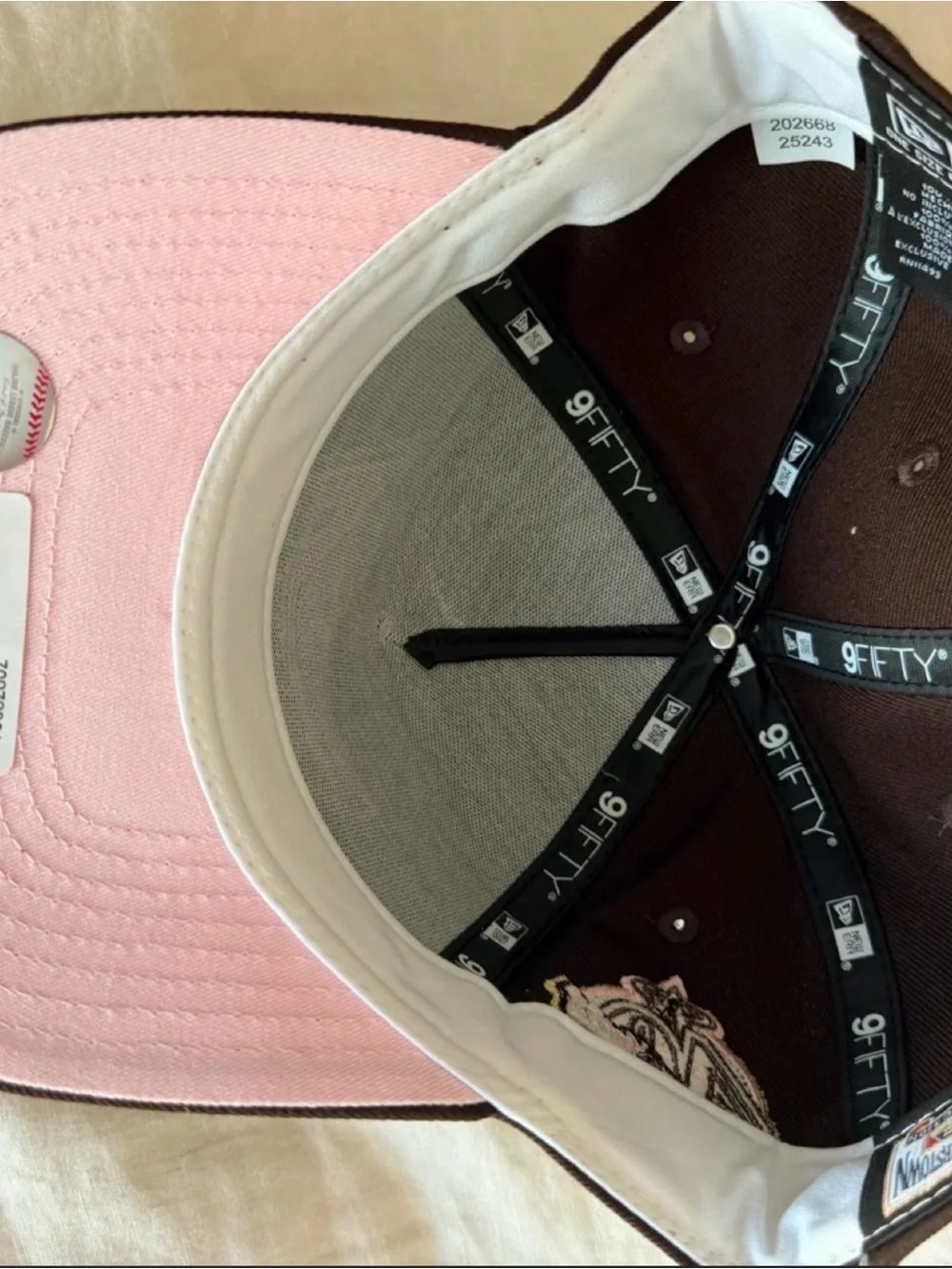 9fifty Kids Black Snapback Hat with Pink and White Wing 'A' Patch